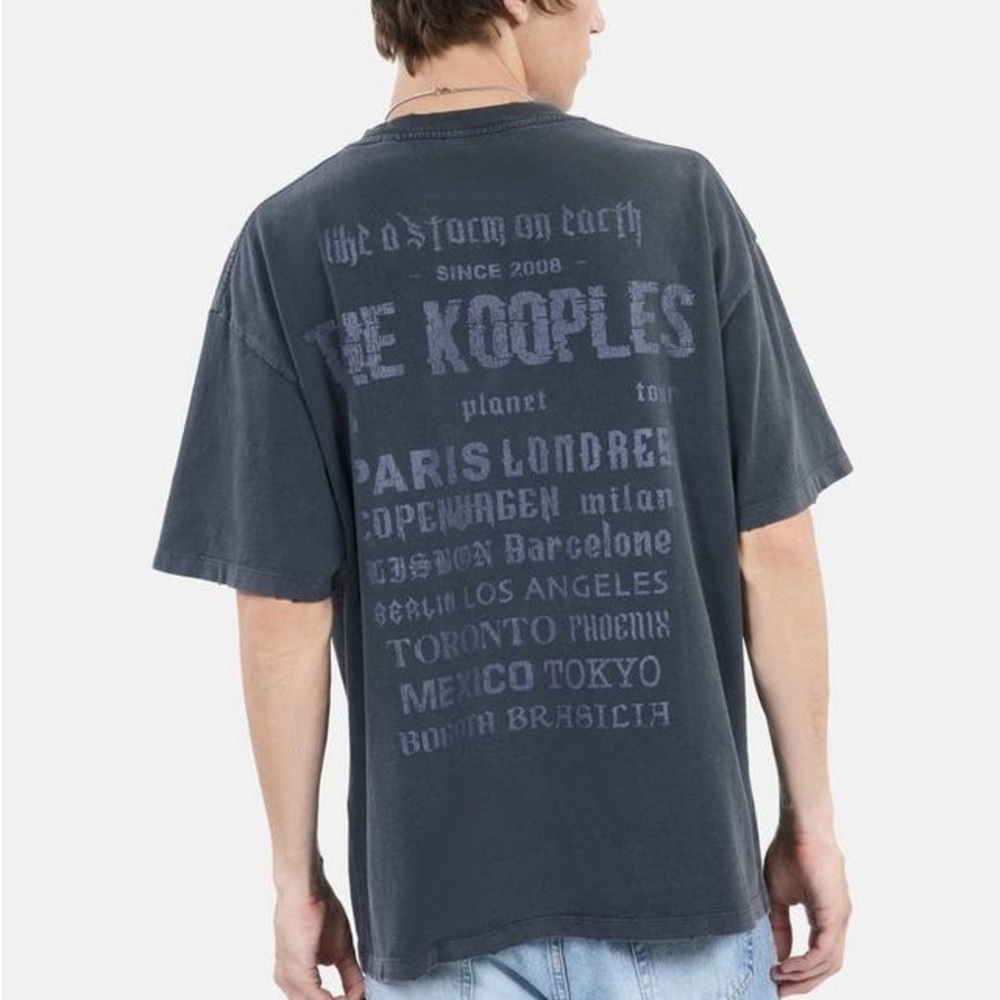 *NEW* THE KOOPLES BLACK WASHED EAGLE GRAPHIC TEE LARGE - Picture 4 of 10